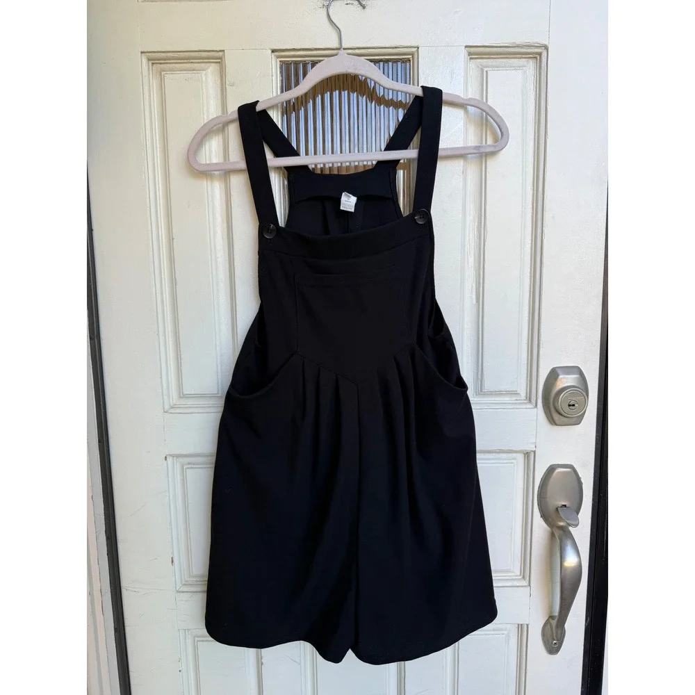 Halara Black Pinafore Shorts Overall  Mini Textured Pockets Women's‎ Size XS